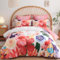Lanqinglv Bettwäsche 135x200 4Teilig Rot Bunt Blumenmuster Wende Bettwäsche Set Bohemian Boho Stil,Bettbezug mit Reißverschluss und 1 Kissenbezug 80x80,ÖkoTex Bettwäsche für Allergiker Geeignet