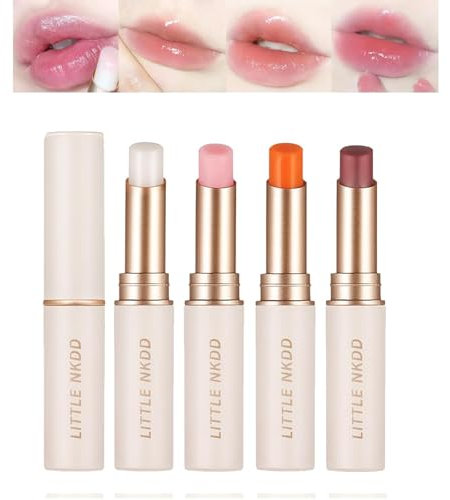 4Pcs Lippenstift Tinted Lip Balm, Lang Anhaltende Feuchtigkeitsspendende Lippenpflege, Magie PH Farbwechsel Gelee Lippenbalsam Für die Reparatur trockener Lippen