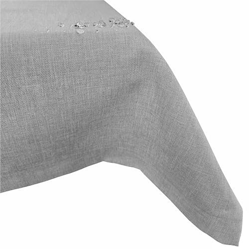 Abwaschbare Fleckenabweisende Leinenoptik Tischdecke hohe Stoffdichte GSM240g/m² Fleckschutz Lotuseffekt Wasserabweisende Kratzfeste Tischdecken Eckig/Oval/Rund viele Größen (Hellgrau 90x90cm Eckig)