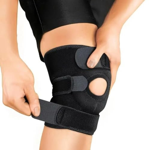 KUMSODE Rodillera Menisco y Ligamento, Ajustable Rodillera Deportiva, Rodillera Rotuliana con estabilizadores laterales y almohadillas de goma, Rodillera Compresion para Artritis Desgarro de Menisco