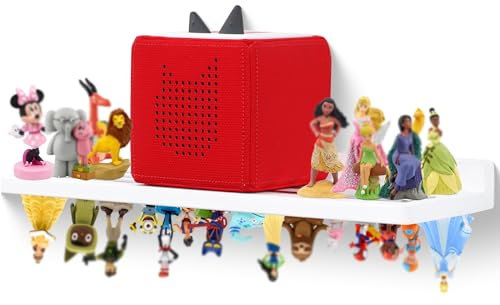 FURAOMEILI for Tonies Shelf Magnetic,for Toniebox Figures Storage Display Shelf (for 36 Character),Wall Floating Shelves for Audio Toy Figurine,Compatible Charging Station for Kid's Room,Oak,White