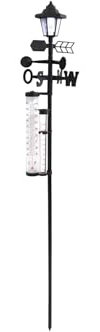 Solar Wetterstation 5in1 mit Solarlampe Garten Thermometer Wetter Station