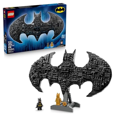 LEGO DC Logo di Batman - Giocattolo da Supereroi con 2 Minifigure da Collezione - Decorazione da Parete 3D Fai da Te o da Camera da Letto - Idea Regalo per Bambini da 12 Anni Fan del Film - 76330
