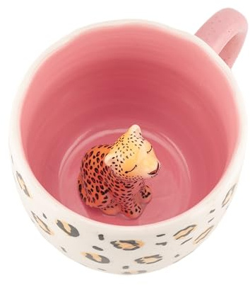 Sass & Belle Surprise Leopard Tasse - Verspielte Keramik Kaffeetasse mit verstecktem Tier, lustige Geschenkidee für Mama, Kaffeetassen, Teetasse, Neuheit Tassen für Sie und Ihn, Sass und Belle Tasse