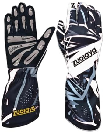 Amagogo Guantes de karting antideslizantes, protección y comodidad para adultos, transpirables, largos, para volante y, Blanco