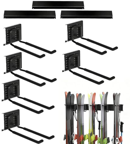Doiyislem Skihalter Für Garage Wand,Robustes Rutschfestes Ausrüstungs Organisationssystem - Ski Aufbewahrung Garagen Organisationssystem,Für Indoor Outdoor Schuppen Sportzubehör Keller Aufbewahrung