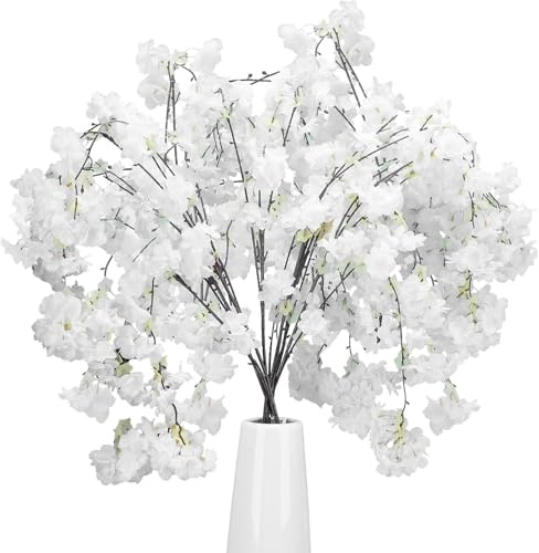 Minnhua 6PCS Kirschblütenzweige Deko Kirschblüten Künstliche Blumen Sakura