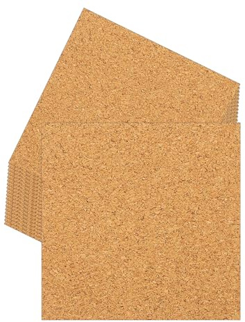 AKOOSY 40 Selbstklebende Korkplatten 10X10cm Quadratisch Korkfliesen Trägerfolie zum Zuschneiden Pinnwand Untersetzer Basteln Büro Küche