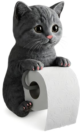 Lancoon Niedliches Katzenförmiges Toilettenpapier Halter Niedliches Wohnaccessoire Badezimmerzubehör, wandmontiertes Organizer-Resin