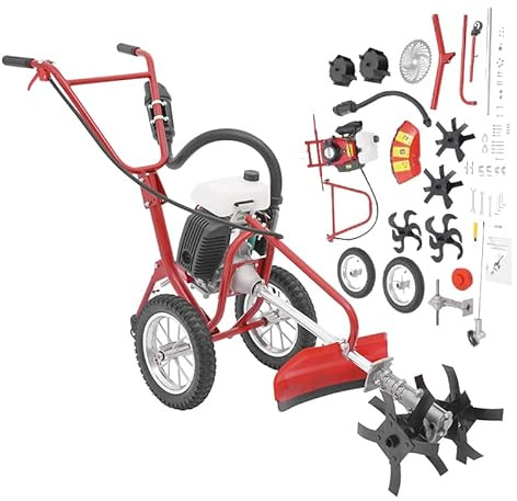 63CC Gartenfräse Benzin 4 PS 4-Takt-Rasenboden bodenhacke Grubber Motorhacke Benzin Leichter kompakter, bodenfräse leistungsstarker Griff mit sicherem Griff ca. 240 U/min