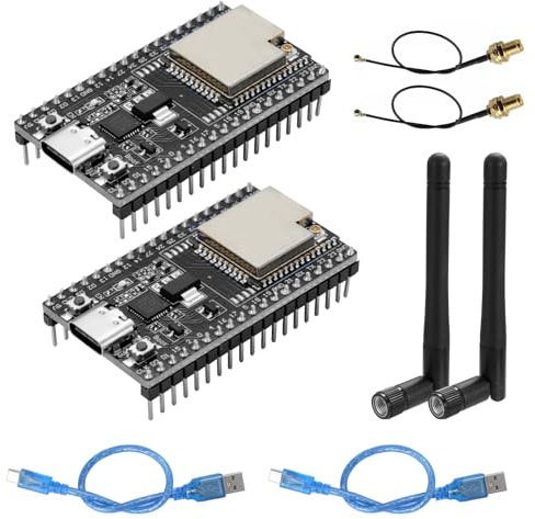 ESP32-DevC - Scheda di sviluppo a 38 pin AYWHP 2 pezzi NodeMCU per ESP-WM-32D WLAN WiFi con antenna e cavo WiFi+Bluetooth USB-C compatibile con Arduino