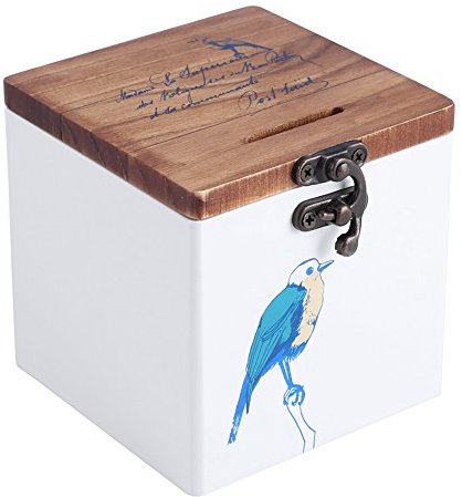 Holz Piggy Bank Spardose Cash Bank Coin Bank Münzen Geld Aufbewahrungsboxen Holz Container, Vogel und Zweige Optional(Vogel-Motiv)