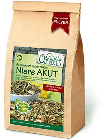 ORIGINAL LECKERLIES: Niere AKUT Kräutermix als Pulver, 250g Hundekräuter, Kräuter für Hunde, Hundefutter, zur Unterstützung der natürlichen Entgiftungsfunktionen der Nieren, Naturprodukt, barfen