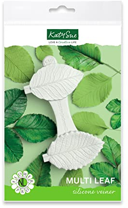 Flower Pro Multi Leaf Veiner Silicone Mould from Katy Sue. A Front & Back Leaf Veiner for Making Fondant & Clay Leaves for Cake Decorating & Craft. Fits Leaves up to 60 Millimetres Long