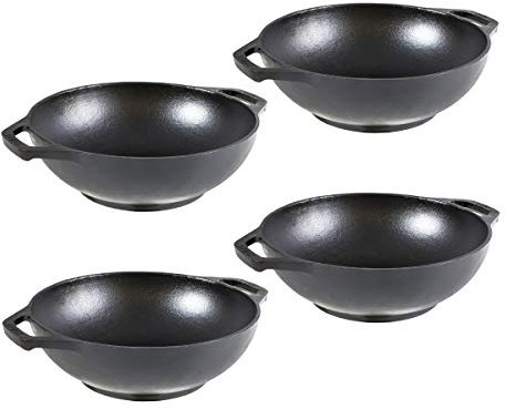 Lodge Mini wok de hierro fundido de 9 pulgadas, juego de 4