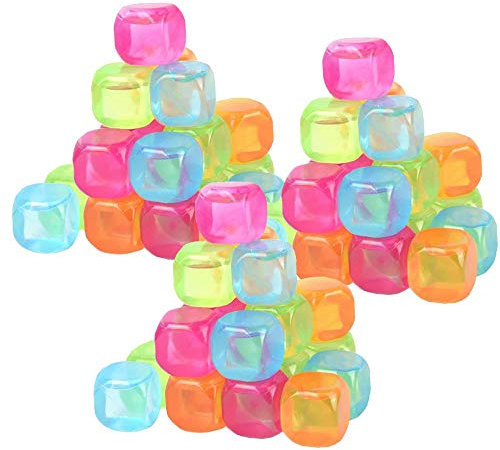 Vinsani 60 Pack Water Filled Ice Cubes Reusable Fast Freeze Frozen Cold Drink Freezer Chilled for Drinks - Ideal for BBQ Parties, Summer Picnics or General Use – Multicoloured