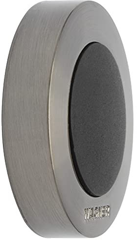 WAGNER Design-Wand-Türstopper SCREW OR GLUE/Schrauben oder Kleben - Durchmesser Ø 40 x 10 mm, Metall gebürstet in Titan-Optik, Puffer thermoplastischer Kautschuk, Designpreis - 15513811