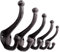 Ambipolar 5-Pack Rustic Wall Hooks - Heavy Duty Cast Iron Vintage Inspired Antique Black for Mudroom, Coat, Purse Rack, Hat - Decorative Hanging
