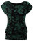 DOTIN Damen T-Shirt Rundhals Kurzarmshirt Allover Durck Stretch Tunika Casual Oberteil Bluse Tops, Schwarz, M