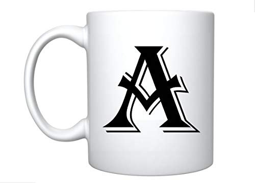 iTRONiK Alphabet Mug Letter Mugs Initial Coffee Cup Birthday Fathers Day Mothers Day Gift (A)