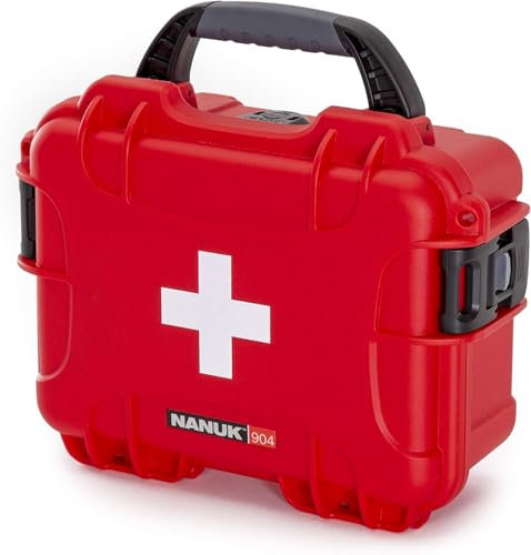 Nanuk 904 Erste-Hilfe-Überlebensausrüstung, wasserdicht, staub- und stoßfest, Erste-Hilfe-Koffer, Rot