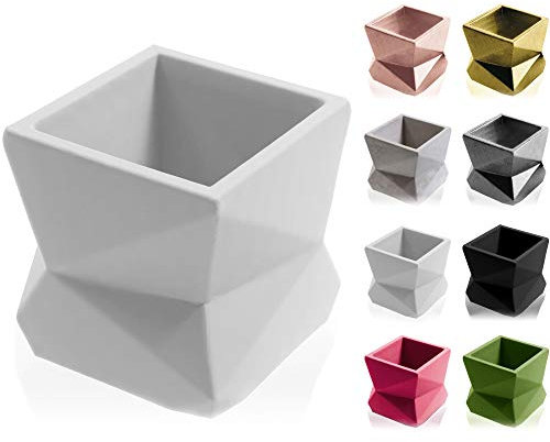 CONCRETTE Pot de Fleurs en Ciment, Cache-Pot Moderne en béton No3 Ø 7,5 cm Blanc Mat 9 x 9 x 9 cm