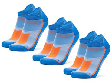 DANISH ENDURANCE Kurze Laufsocken, Atmungsaktive Sommer Sportsocken, Unisex, für Damen und Herren, 3 Paar, 3x Blau/Orange, 35-38