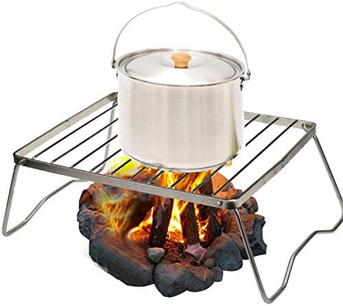 HNJZX Acier Inoxydable Barbecue Grill, Grill Pliant BBQ Grill Mini, Stand Grill - pour Jardin Extérieur, Cuisine, Camping, Pique-Nique de Randonnée, Sortie d'automne Plein Air. (Gros)