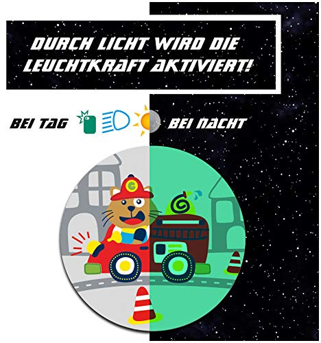 Schutzfolie für Tonie Lauscher Design Aufkleber Cover für Kopfhörer kindgerecht passgenau selbstklebend Folie Zubehör für Kinder Spielzeug Y055 (Nr. 6 Feuerwehr, Nachtleuchtend)