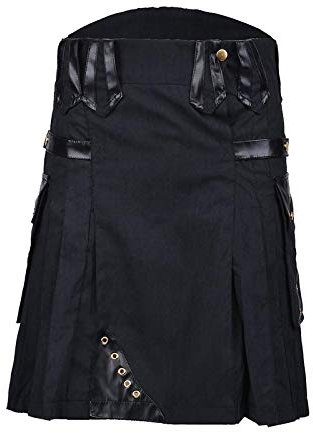 Schöner Kilt Rock Scottish Kilt Unisex Schottland Classic Retro Gothic Faltenrock Hip Hop Shorts Schärpen Tasche Knielan