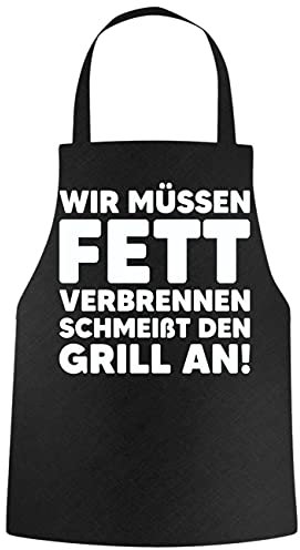 Spaß Kostet Grillschürze Sprüche Wir müssen Fett verbrennen schmeißt den Grill an
