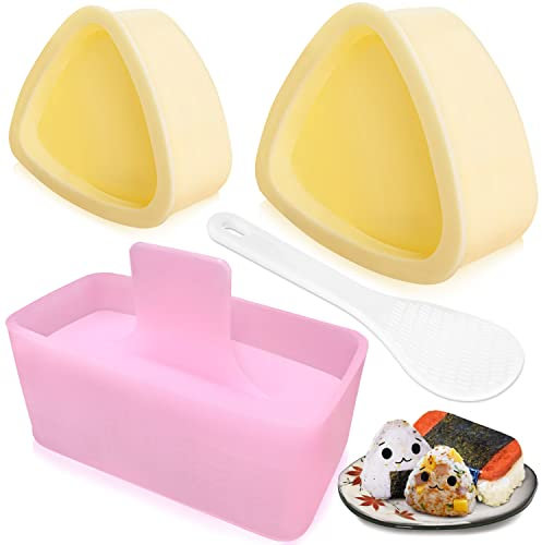 Onigiri Triangle Rice Ball Maker Kit - 3 Pack Sushi Mold for Kids' Lunch Bento, DIY