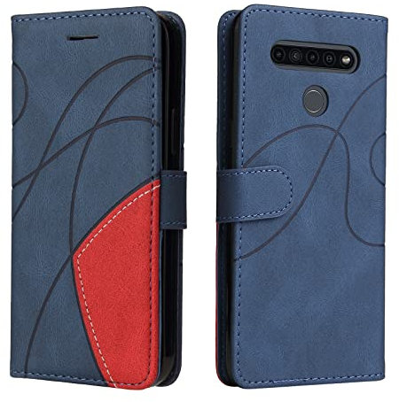 Fatcatparadise Kompatibel mit LG K41S / K51S Hülle, Leder PU Brieftasche Handyhülle Flip Case Silikon Bumper Schutzhülle Klapphülle. Lederhülle mit Kartenfächern und Standfunktion (Blau)