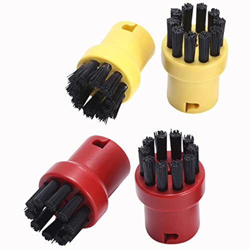HUAYUWA Lot de 4 brosses rondes de rechange pour nettoyeur vapeur Karcher SC1 SC2 SC3 SC4 SC5 (jaune + rouge)