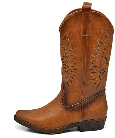 IF Fashion Cowboy Western Scarpe da Donna Stivali Stivaletti A Punta Camperos Texani Etnici 19004-6 camel N.40