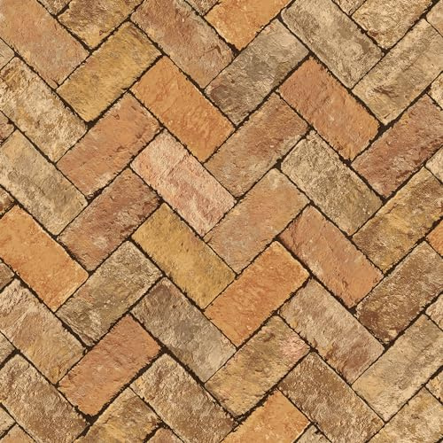 G45428 - Just Kitchens Herringbone Brick Orange Brown Galerie Wallpaper