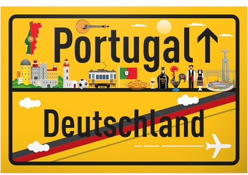 DankeDir! Portugal Deutschland Ortsschild - Schild 30 x 20 cm - Geschenk Idee Gutschein Reise Urlaub Reisegutschein Männer & Frauen Geldgeschenk Abschiedskarte Geschenkidee Deko Karte