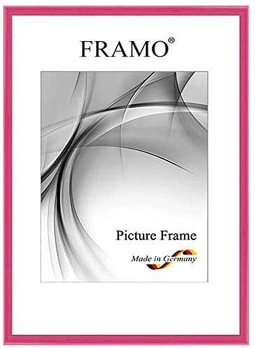 FRAMO Cadre photo étroits 21 x 27 cm en bois massif | Pink Rose brillant | Couleur/taille sélectionnable | Cadre pour affiches | Puzzles | Photos N°119