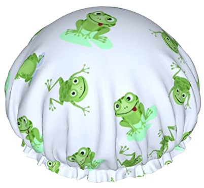 Duschhaube, Frosch wiederverwendbare Badehauben für Frauen langes Haar, doppelschichtiger wasserdichter Badeduschhut Haarschutz für Kinder Mädchen Frauen, 1 Packung