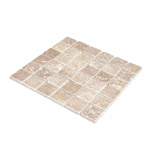Mosaïque travertin Noce 4,8x4,8 - plaque de 30x30 cm - 1cm épaisseur