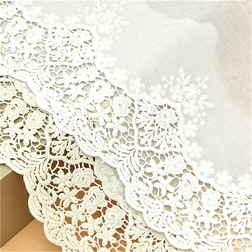 HIQIU 5 Yards Stickerei Blumenmuster Baumwolle Spitzenborte Spitzenband Spitzenbesatz 7.87 Zoll Breite für DIY Kleidung Hochzeit Nähen Basteln Scrapbooking Geschenkbox Dekor (Beige)