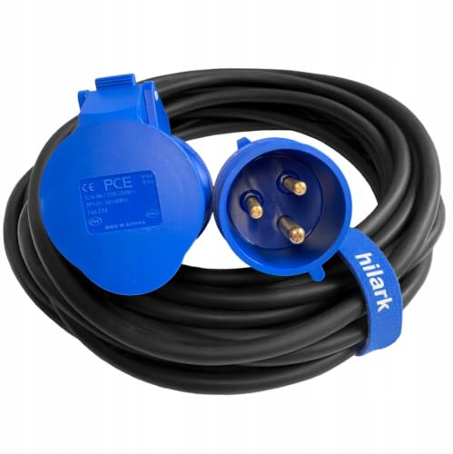 Hilark Cable Tech Rallonge 20m CEE 32A 3P 3x4mm Caoutchouc H07RN-F OnPD