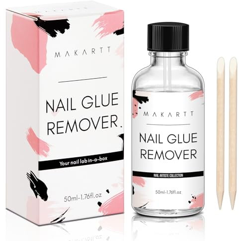 Makartt Dissolvant professionnel pour colle à ongles – Nail glue remover 50 ml, spécial capsules américaines, faux ongles et ongles en acrylique
