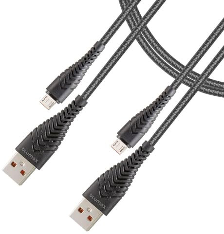 Blumax (2 Stück 1.2m Micro USB Kabel USB C, 2.4A Fast Charge Schnellladekabel PVC kompatibel mit Galaxy S7 S6 S4 J7 J5 Note5 / Huawei P Smart/Wiko Nokia Kindle/USB A auf Micro CABLE