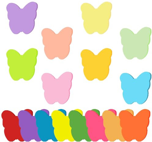 Farbige Haftnotizen, 16 Farben 800 Blatt Schmetterling Form Selbstklebende Haftnotizzettel, Sticky Notes für Büro Schule Zuhause Memo Notizblöck 70 x 70 mm