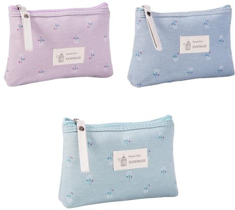 MisFun 3 Pièces Trousse Maquillage, Trousse de Toilette, Pochette Cosmétique en Toile, Pochette Maquillage Imprimée, Pochette Tissu Zippée, pour Les Voyages, Les Vacances et Le Fitness