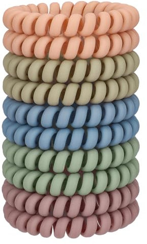 JessLab Spirale Haargummis, 10 Stück Spurlos Telefonkabel Haargummis für Pferdeschwanz, Kunststoffspulen-Haarbänder für Frauen und Mädchen, Farblich Sortiert (#26)