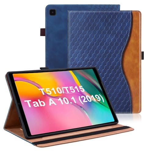 Vkooer Hülle für Samsung Galaxy Tab A 10.1 Zoll 2019 Schutzhülle SM-T510/T515 PU Ledertasche Folio Cover Case mit Kartentasche für Samsung Tab A 10.1 2019 - Marineblau