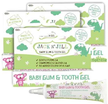 Jack N' Jill Baby Gum & Tooth Oral Gel for Teething Babies - Gentle Teething Essentials with Natural Chamomile & Calendula, No Added Sugars, Suitable for 4 Months & Up - 0.5 oz (15g), 3 Pack