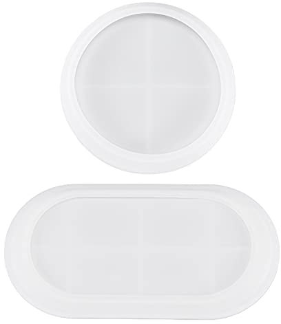 Silikonform Tablett, 2 Stück Silikonform Untersetzer, DIY Kieselgel Form Harz Tablett, Silikonform Gießform, Epoxidharz Untersetzer Silikonformen, zur DIY Obsttablett und Untersetzern, Weiß